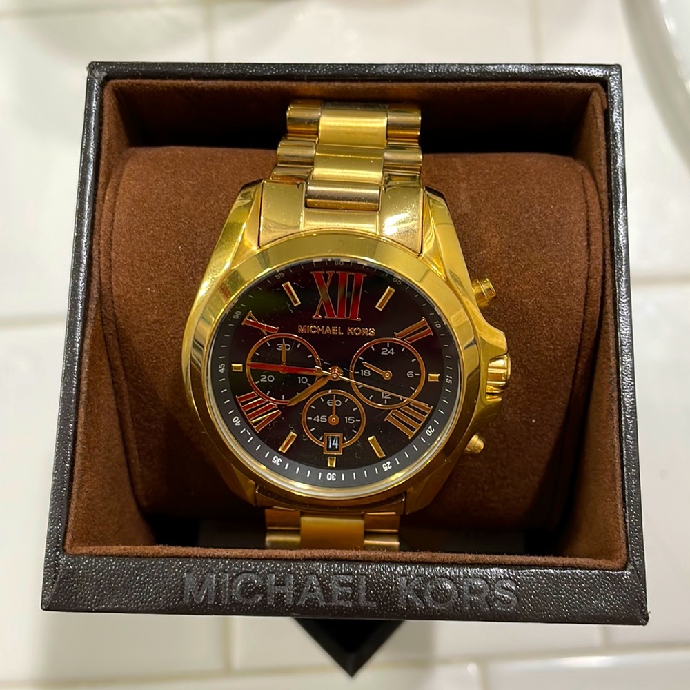 Gold tone large face MK Watch